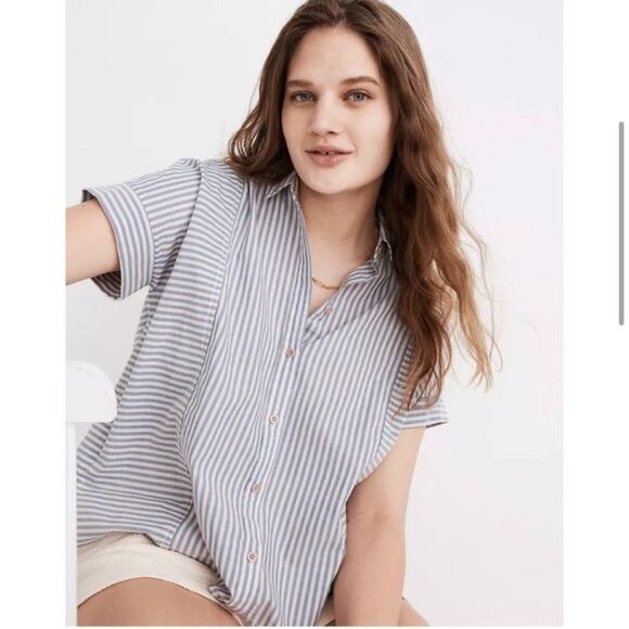 Madewell Lakeline Button-Up Shirt in Stripe-Play XS - Picture 1 of 7